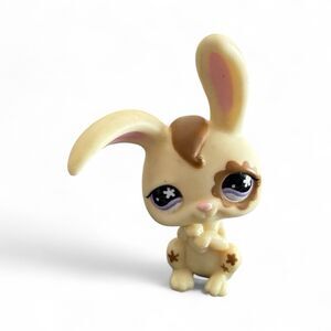 Littlest Pet Shop LPS‎ #582 Tan Cream Brown Bunny Rabbit Flower Eyes Authentic